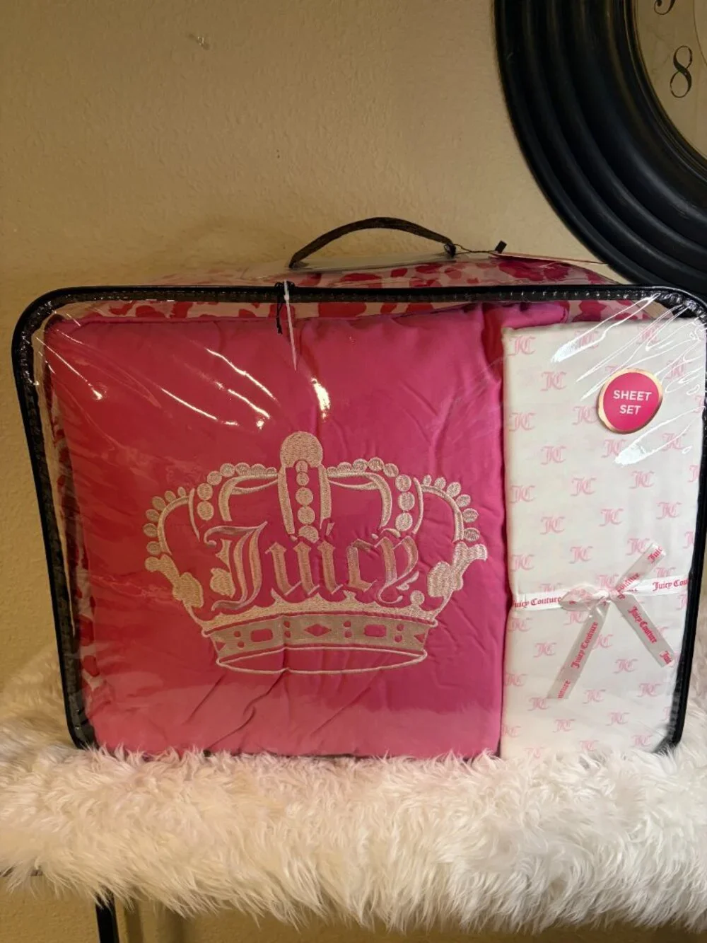 Juicy Couture Love Juicy Pink Leopard Queen 8 Pc Comforter Bed Set NWT